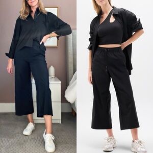 Athleta Avenue Wide Leg Crop Pant Black 14